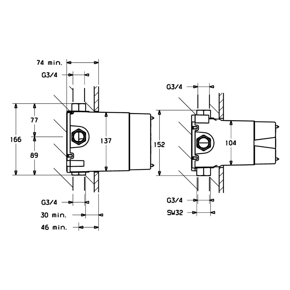 Hansa Vario Unterputz-Rohbauset Bade- und Brausearmatur 0805 DN20... HANSA-08050290 4015474065772 (Abb. 4)