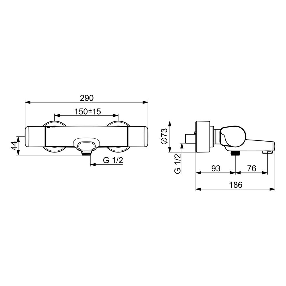 Hansa Care Wannenfüll- und Brausebatterie, Ausladung 168mm, Chrom, 08717100... HANSA-08717100 4057304013454 (Abb. 6)