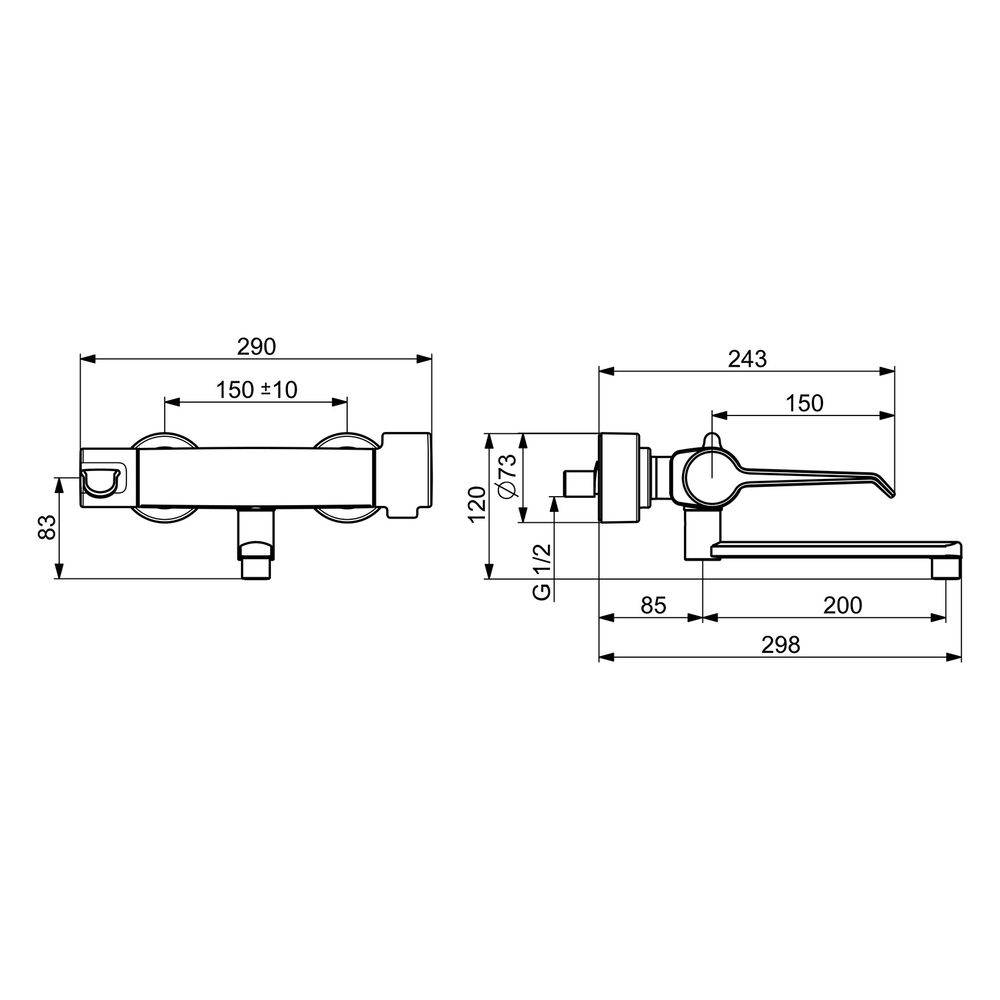 Hansa Clinica Waschtischbatterie, Bedienhebel lang, Ausladung 285mm, Chrom, 08805202... HANSA-08805202 4057304013409 (Abb. 6)