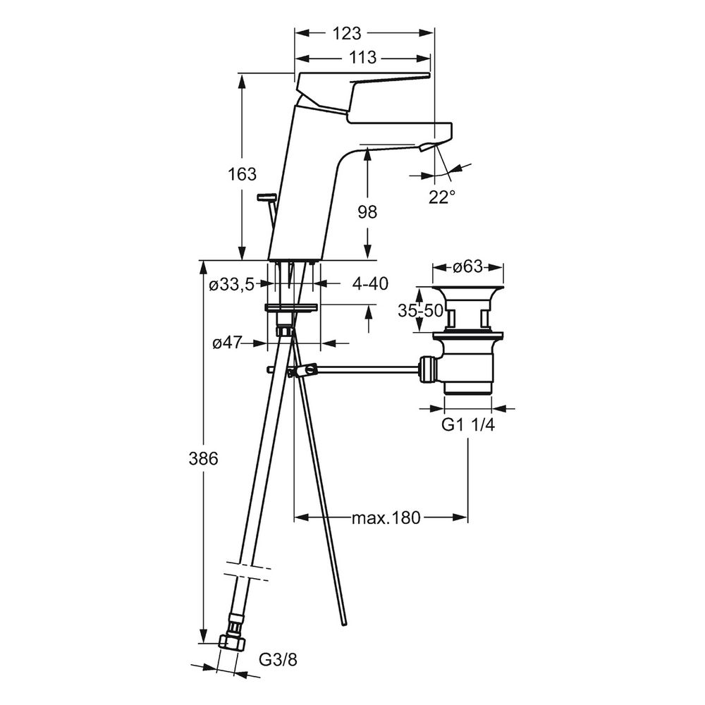 Hansa Twist Einhebelmischer Waschtischbatterie XL 0901 Zugstangenablaufgarnitur Bügelhe... HANSA-09012285 4015474263833 (Abb. 6)