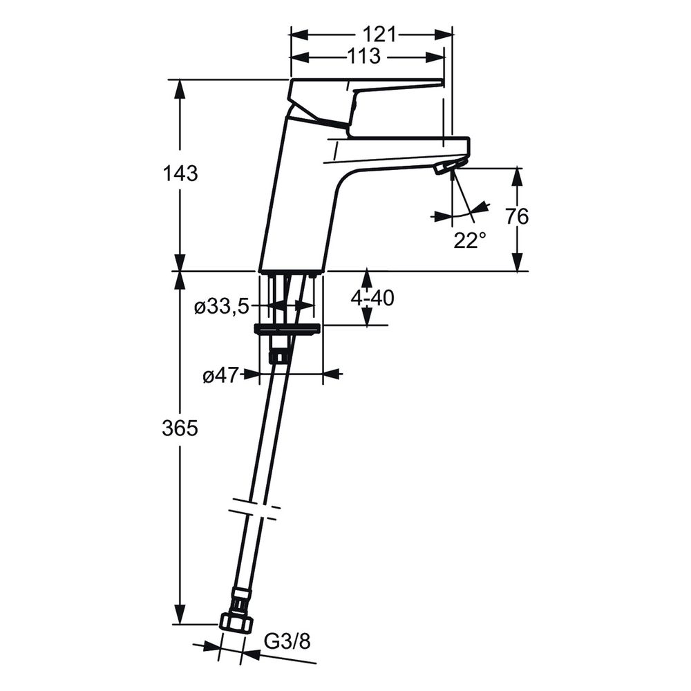 Hansa Twist Einhebel-Waschtischbatterie, Ausladung 121mm, DN 15, Chrom, 09052283... HANSA-09052283 4015474259720 (Abb. 6)