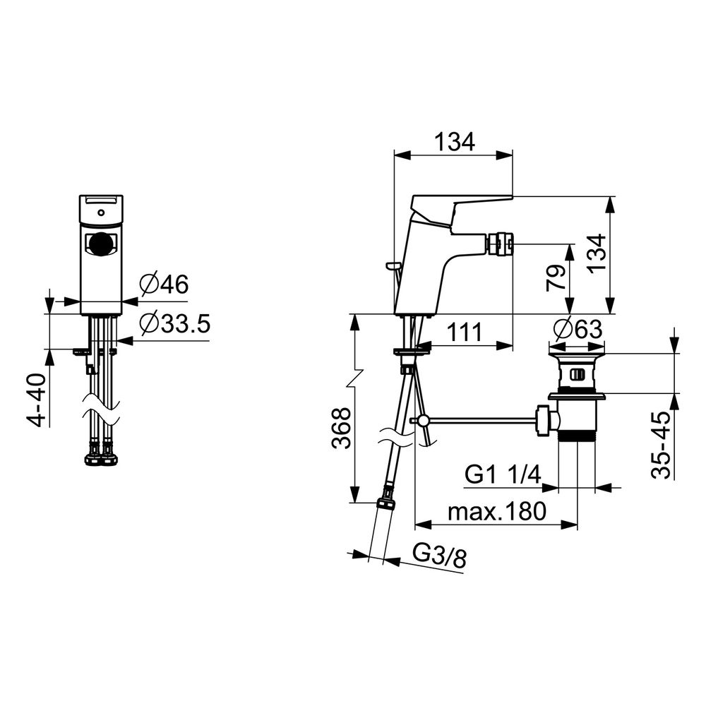 Hansa Twist Einhebel-Bidetbatterie, Zugstangen-Ablaufgarnitur, Ausladung 112mm, DN 15, ... HANSA-09063283 4015474259805 (Abb. 6)