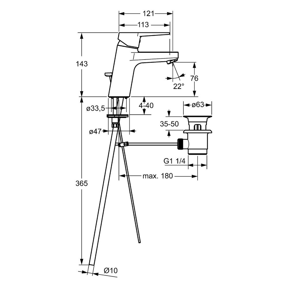 Hansa Twist Einhebelmischer Waschtischbatterie 0909 Kupferrohr Zugstangenablaufgarnitur... HANSA-09092185 4015474259782 (Abb. 6)