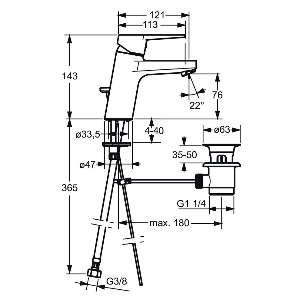Hansa Twist Einhebelmischer Waschtischbatterie 0909 Bügelhebel Zugstangenablaufgarnitur... HANSA-09092285 4015474259775 (Abb. 6)
