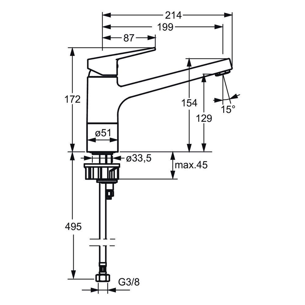 Hansa Twist Einhebel-Küchenarmatur, Ausladung 199mm, DN 15, Matt-Schwarz, 0914228333... HANSA-0914228333 4057304014406 (Abb. 6)