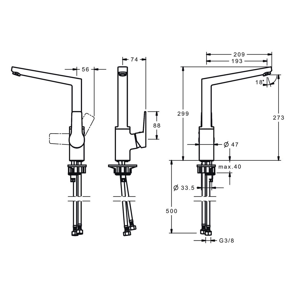 Hansa Twist Einhebel-Küchenarmatur, Ausladung 193mm, DN 15, Chrom, 09202203... HANSA-09202203 4015474274822 (Abb. 6)