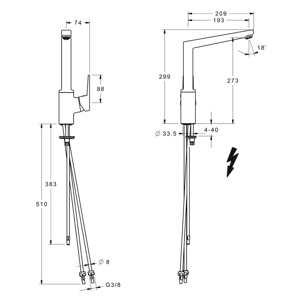 Hansa Twist Einhebel-Küchenarmatur, Niederdruck, Kupferrohr Ausladung 193mm, DN 15, Chr... HANSA-09221103 4015474274860 (Abb. 4)