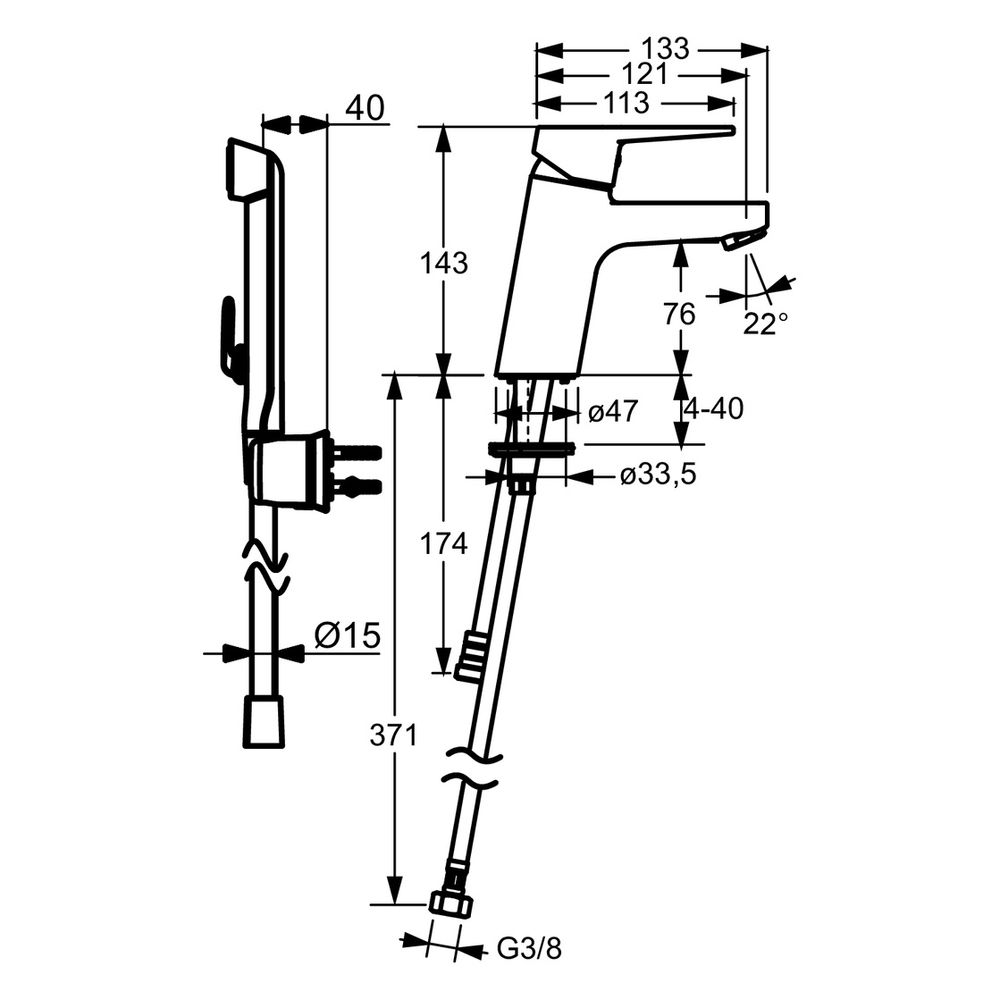 Hansa Twist Einhebelmischer Waschtischbatterie 0930 Bügelhebel Ausladung 121mm DN15 Chr... HANSA-09302205 4015474269101 (Abb. 6)