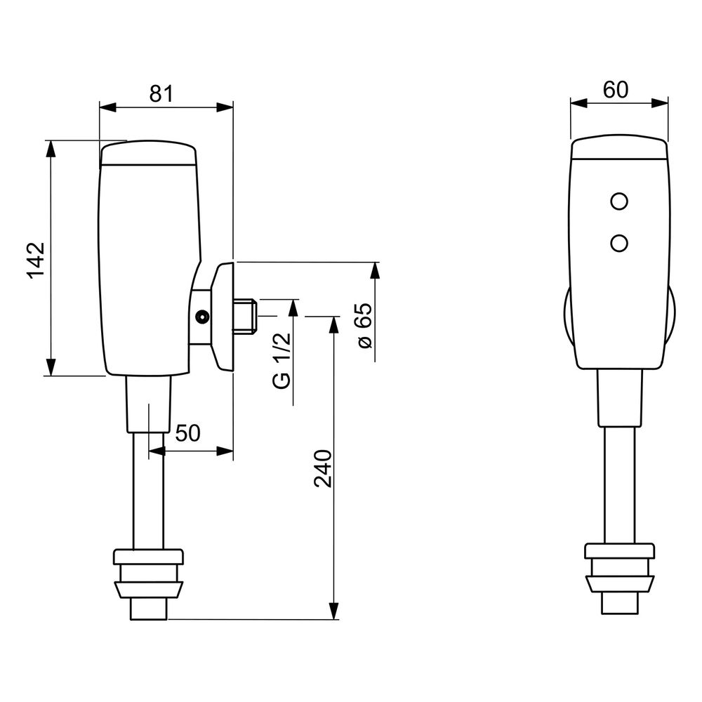 Hansa Electra Urinalsteuerung, 6V, Bluetooth, Ausladung 81mm, gerade, DN 15, Chrom, 094... HANSA-09440179 4057304014017 (Abb. 4)