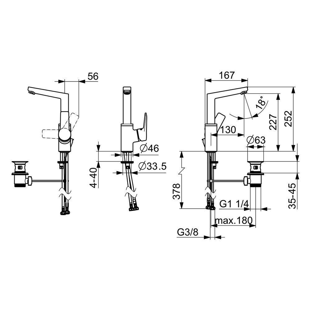 Hansa Twist Einhebel-Waschtischbatterie, Zugstangen-Ablaufgarnitur, Ausladung 130mm, DN... HANSA-09542203 4015474274747 (Abb. 6)