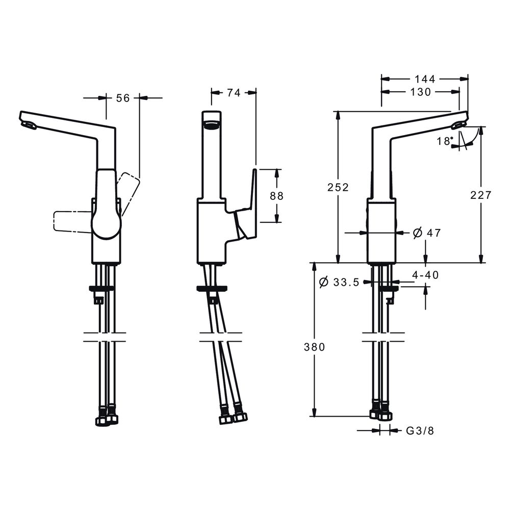 Hansa Twist Einhebel-Waschtischbatterie, Ausladung 130mm, DN 15, Chrom, 09552203... HANSA-09552203 4015474274785 (Abb. 6)