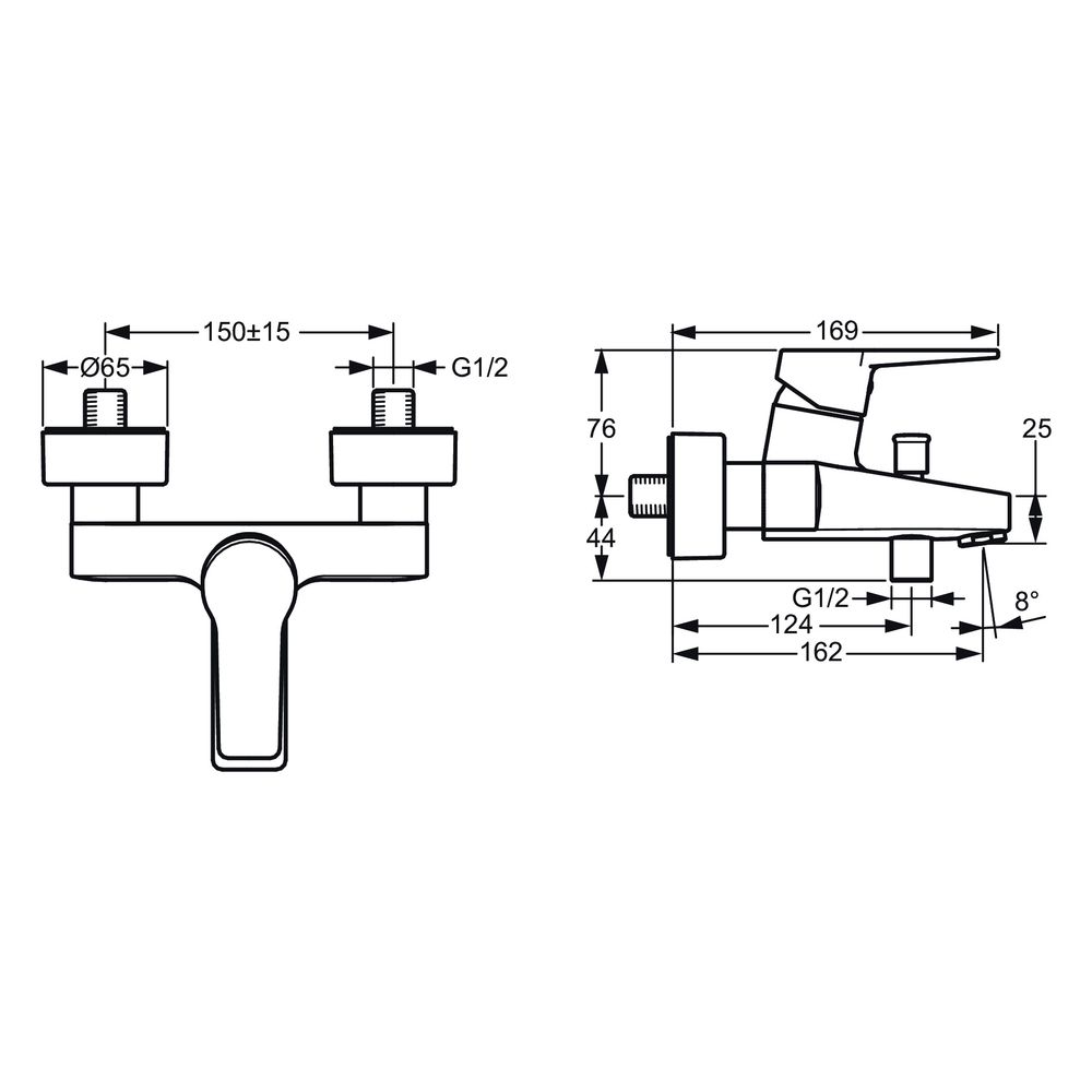 Hansa Twist Einhebel-Wannenfüll- und Brausebatterie, Ausladung 162mm, DN 15, Matt-Sch... HANSA-0974218333 4057304014345 (Abb. 6)