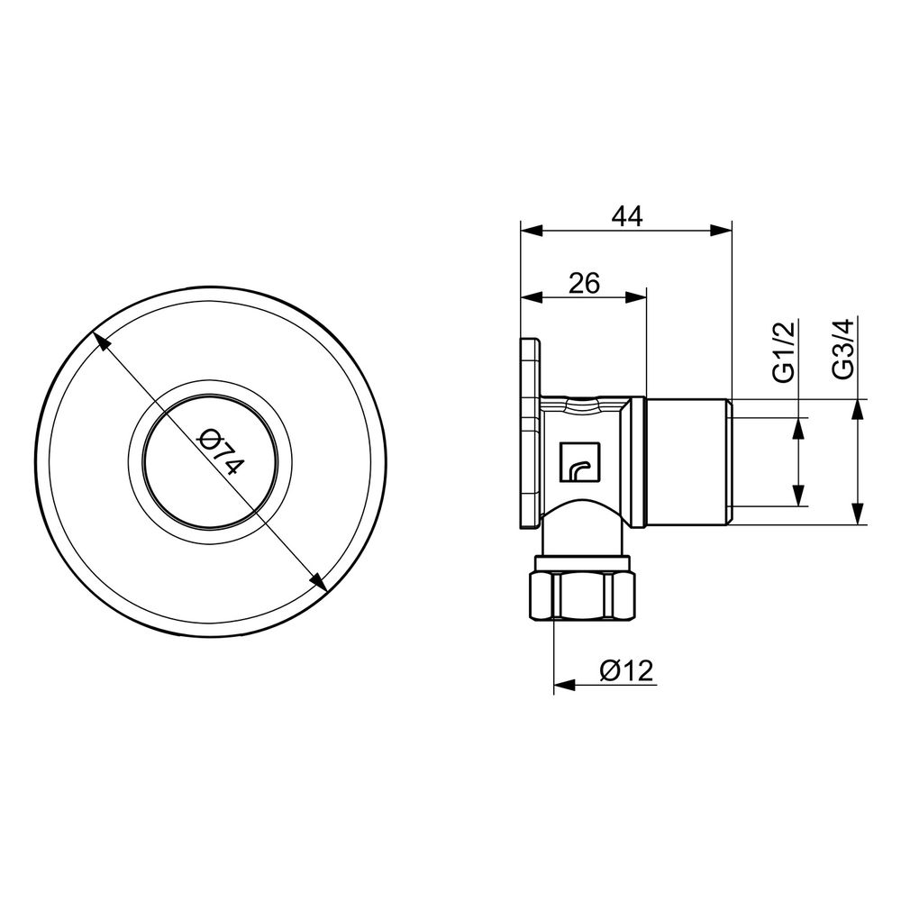 Hansa Winkelkupplung mit Absperrventil, G 3/4"/1/2"/D 12mm, Oras Group, Chrom, 290009... HANSA-290009 6414150103414 (Abb. 6)