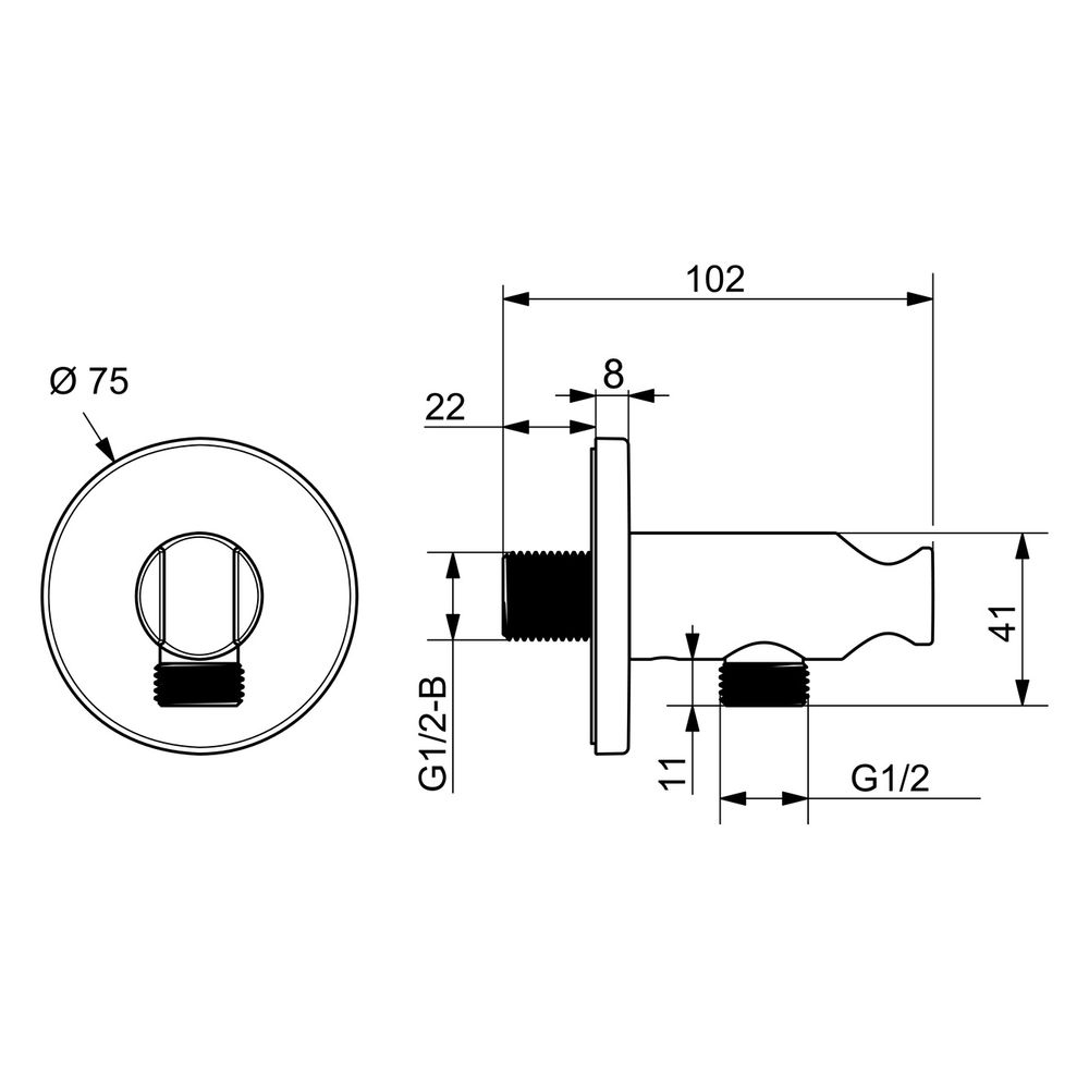 Hansa Wandanschlussbogen, Rosette rund, G 1/2", Messing, Stahl gebürstet, 290040-80... HANSA-290040-80 6414150107344 (Abb. 6)