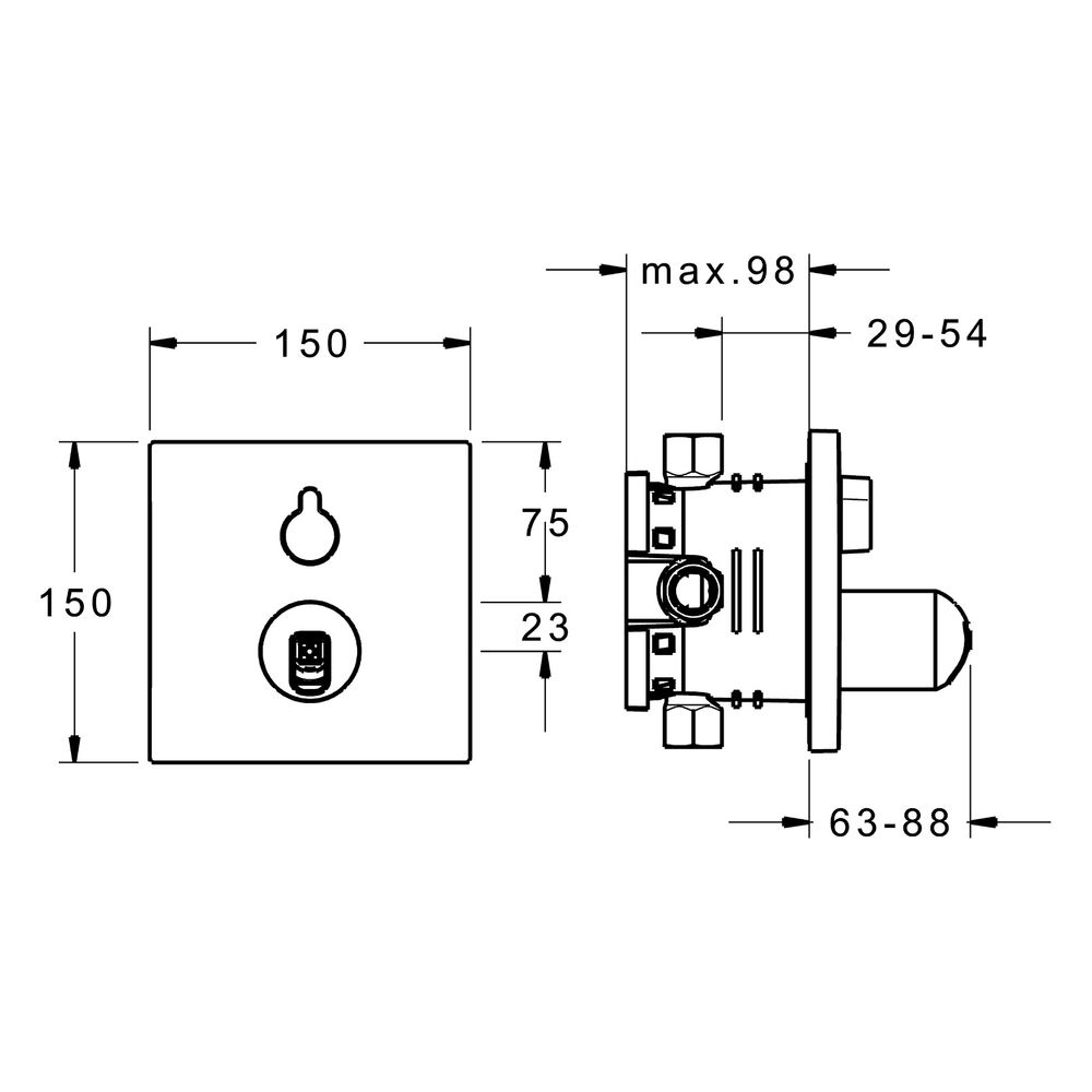 Hansa Varox Fertigmontageset für Wanne/Brause 4050 Rosette eckig Chrom... HANSA-40509073 4015474274631 (Abb. 4)