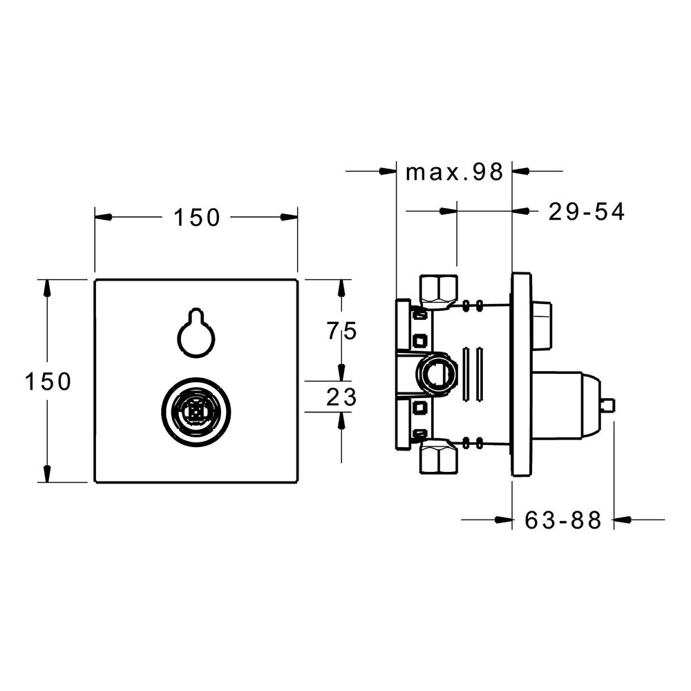 Hansa Varox Pro Fertigmontageset für Wanne/Brause, Rosette eckig, Chrom, 40529073... HANSA-40529073 4015474274686 (Abb. 4)