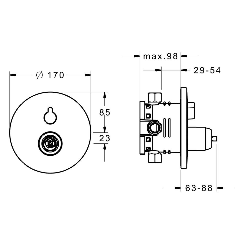 Hansa Varox Pro Fertigmontageset für Wanne/Brause, Rosette rund, Chrom, 40529083... HANSA-40529083 4015474274679 (Abb. 4)