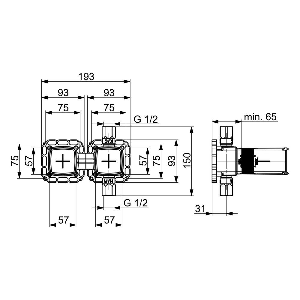 Hansa Matrix Unterputz-Rohbauset Brausearmatur, DN 15, 44000100... HANSA-44000100 4057304006661 (Abb. 6)