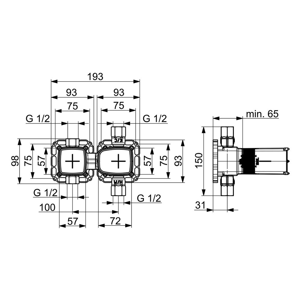 Hansa Matrix Unterputz-Rohbauset Bade- und Brausearmatur, DN 15, 44030100... HANSA-44030100 4057304007286 (Abb. 6)