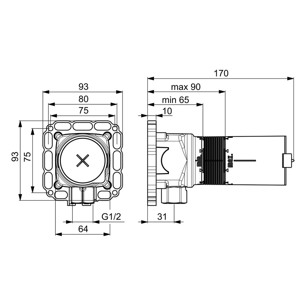 Hansa Matrix Unterputz-Einbaukörper für Brausestangenset, DN 15, 44040100... HANSA-44040100 4015470030385 (Abb. 6)