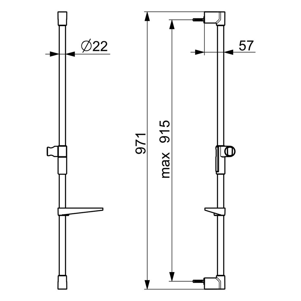 Hansa Duschstange Hansaviva, Länge 971mm, D 22mm, Chrom, 44130200... HANSA-44130200 4057304017988 (Abb. 6)
