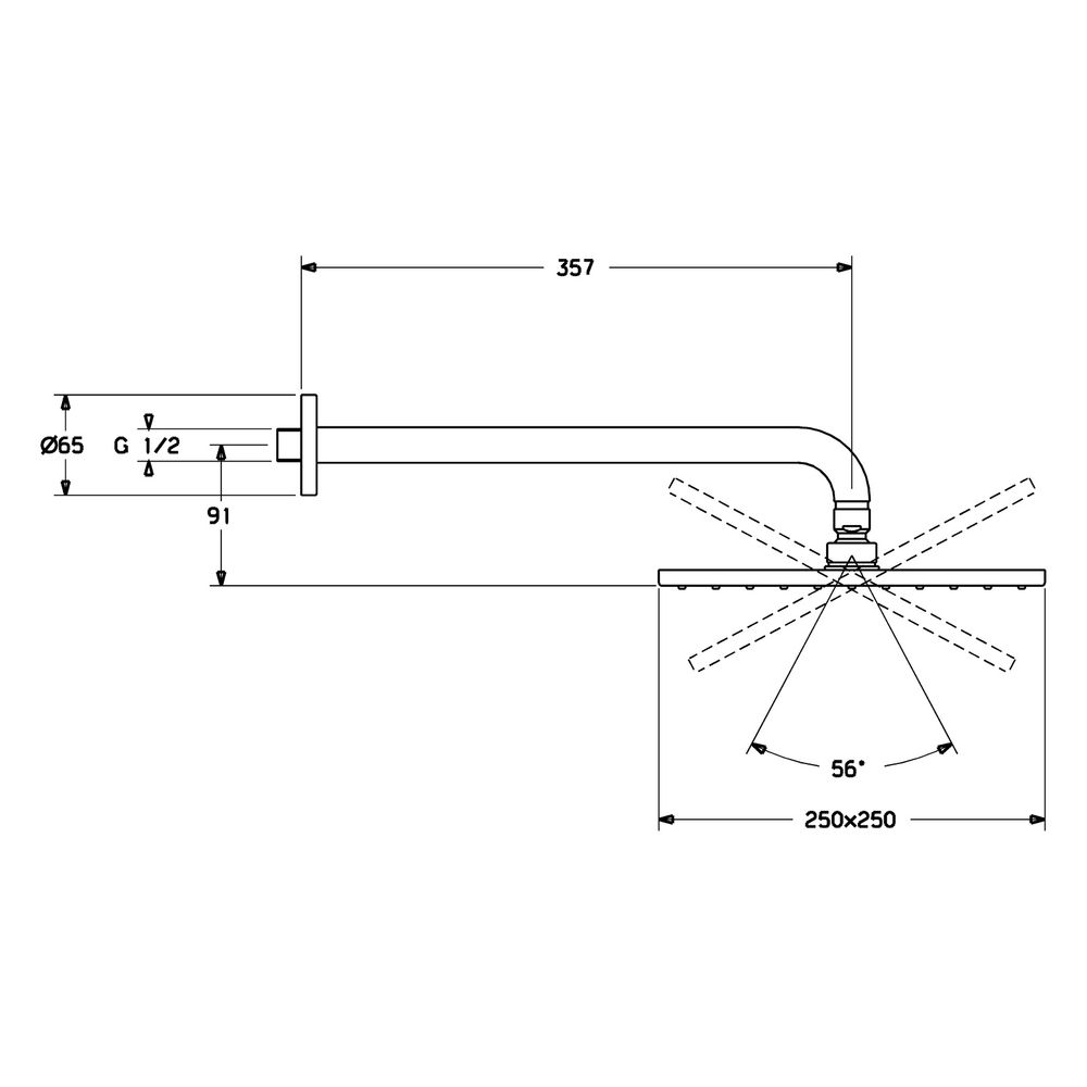 Hansa Viva Kopfbrause 4426 1-strahlig 250x250mm Ausladung 357mm DN15 Chrom... HANSA-44260340 4015474257436 (Abb. 4)