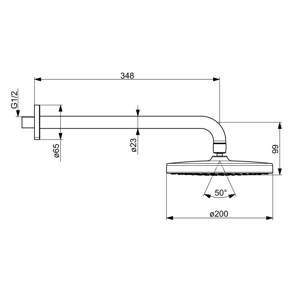 Hansa BasicJet Kopfbrause, 1-strahlig, Durchmesser 200mm, Ausladung 348mm, DN 15, Mat... HANSA-4436010033 4057304015670 (Abb. 6)