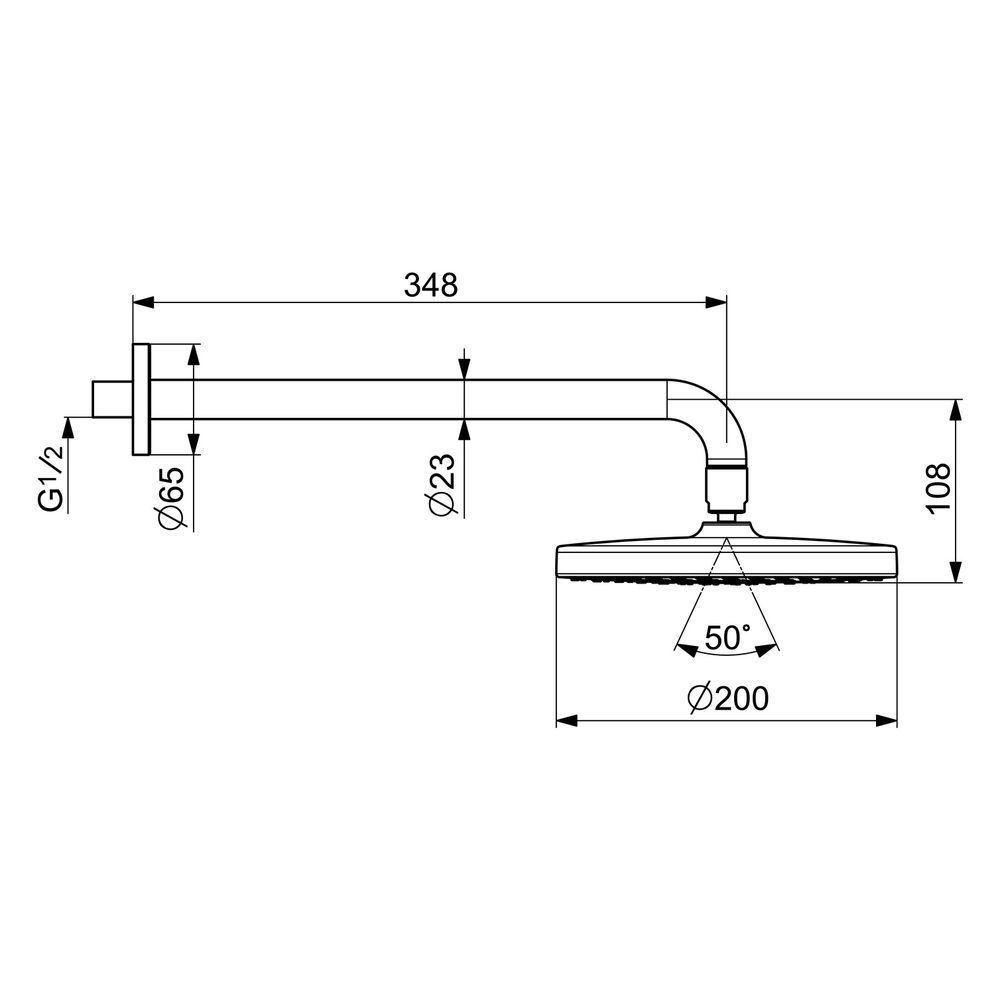 Hansa BasicJet Kopfbrause, 1-strahlig, Ausladung 348mm, DN 15, Chrom, 44360100... HANSA-44360100 4057304013379 (Abb. 6)
