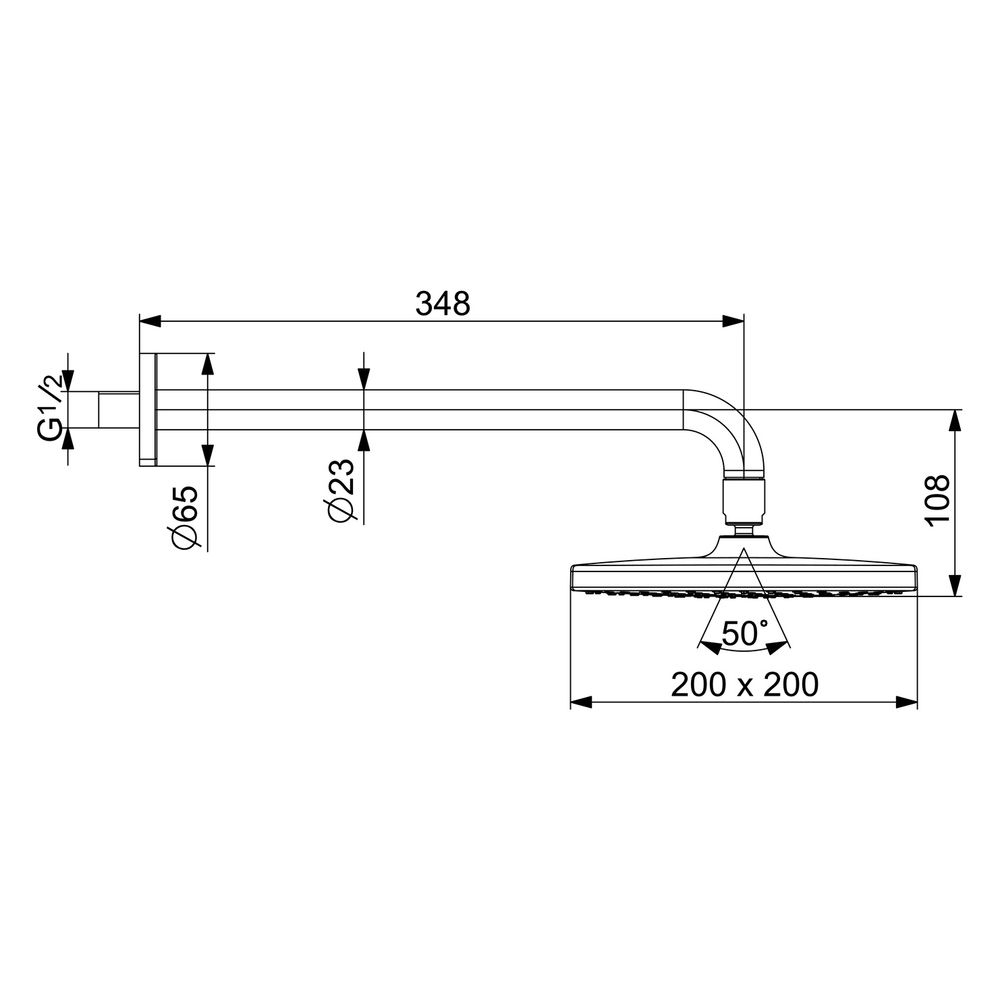 Hansa BasicJet Style Kopfbrause, 1-strahlig, 200x200mm, Ausladung 348mm, Chrom, 4436020... HANSA-44360200 4057304015939 (Abb. 6)