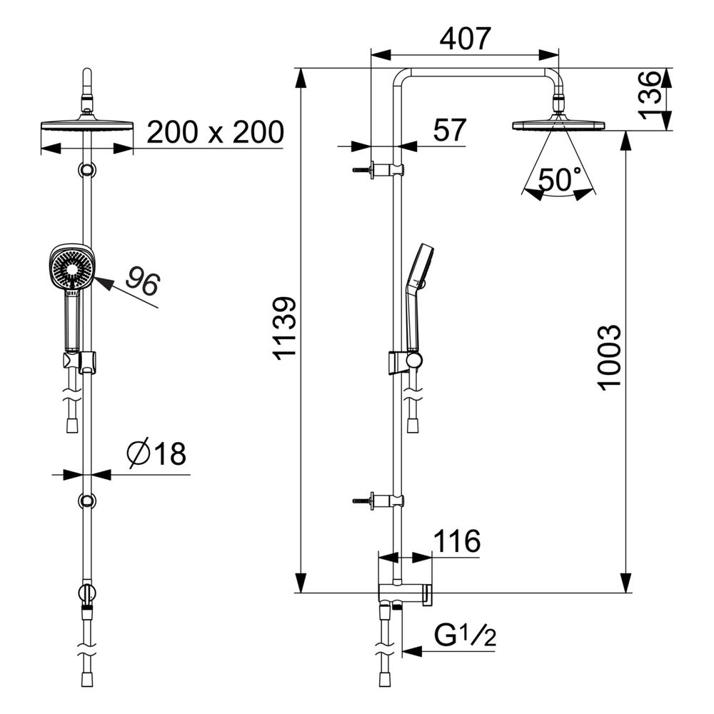 Hansa BasicJet Style Kopfbrause-Set, 3-strahlig, Ausladung 407mm, Chrom, 44380300... HANSA-44380300 4057304015953 (Abb. 6)
