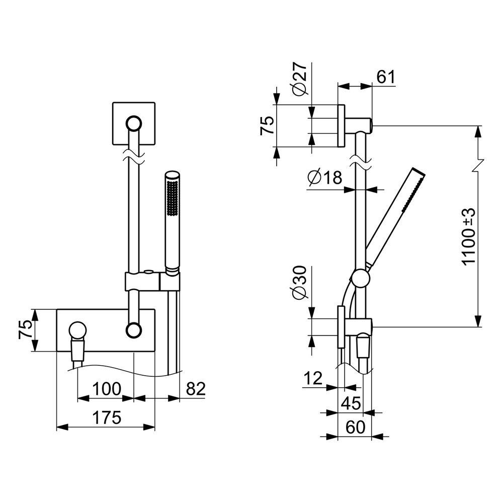 Hansa Living Wandstangengarnitur, Rosette eckig, 1-strahlig, Chrom, 44420100... HANSA-44420100 4015474203365 (Abb. 6)