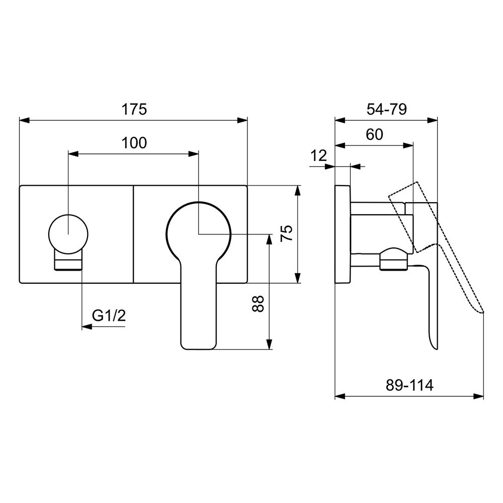 Hansa Ligna Einhebelmischer Fertigmontageset für Brausebatterie 4454 Rosette eckig 4.0 ... HANSA-44549583 4057304014864 (Abb. 6)