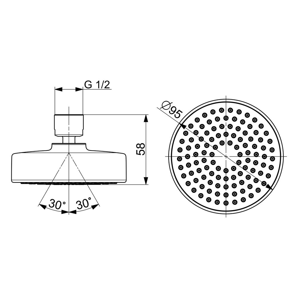 Hansa BasicJet Kopfbrause, 1-strahlig, Durchmesser 95mm, DN 15, Chrom, 44640300... HANSA-44640300 4057304002564 (Abb. 6)