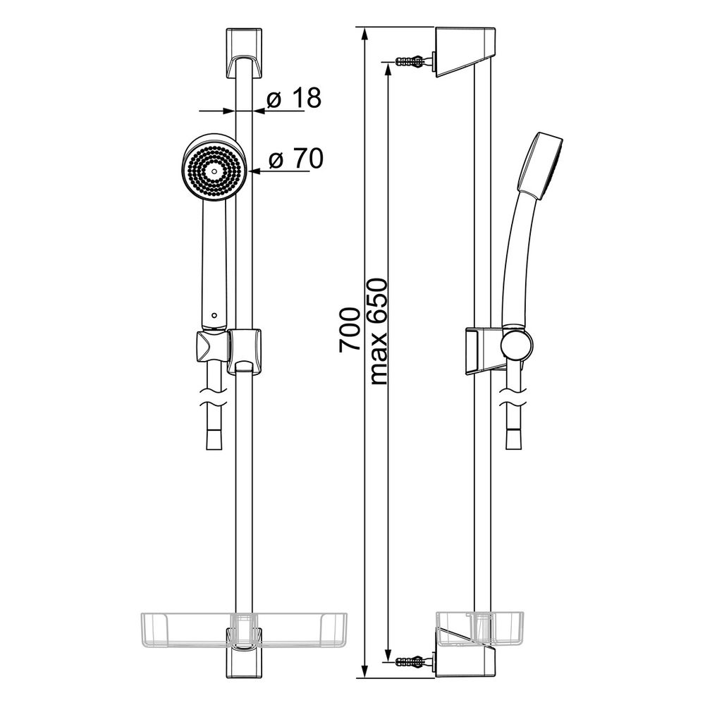 Hansa BasicJet Wandstangengarnitur, 1-strahlig, Durchmesser 70mm, DN 15, Chrom, 4478021... HANSA-44780211 4057304002458 (Abb. 6)