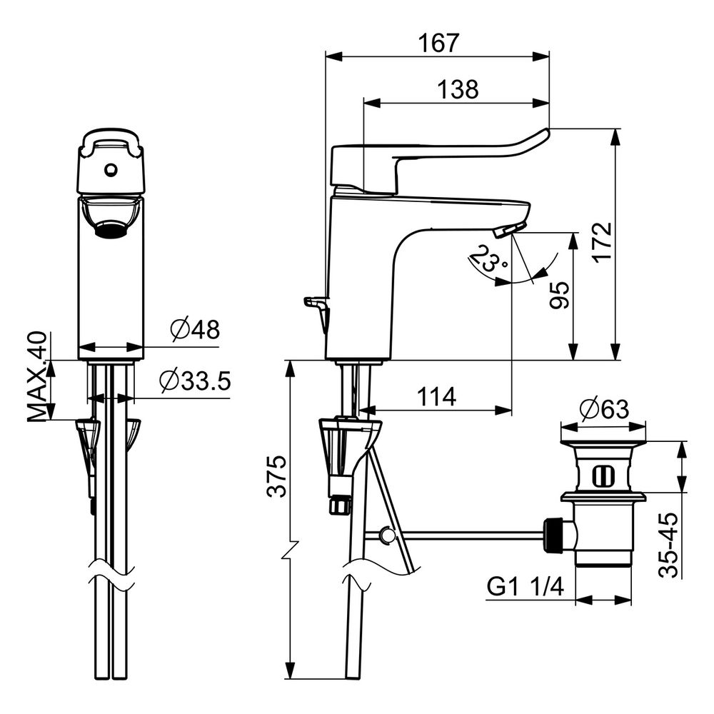 Hansa Clinica Einhebel-Waschtischbatterie, Bügelhebel lang, Ausladung 114mm, Zugstangen... HANSA-45012186 4057304010552 (Abb. 6)