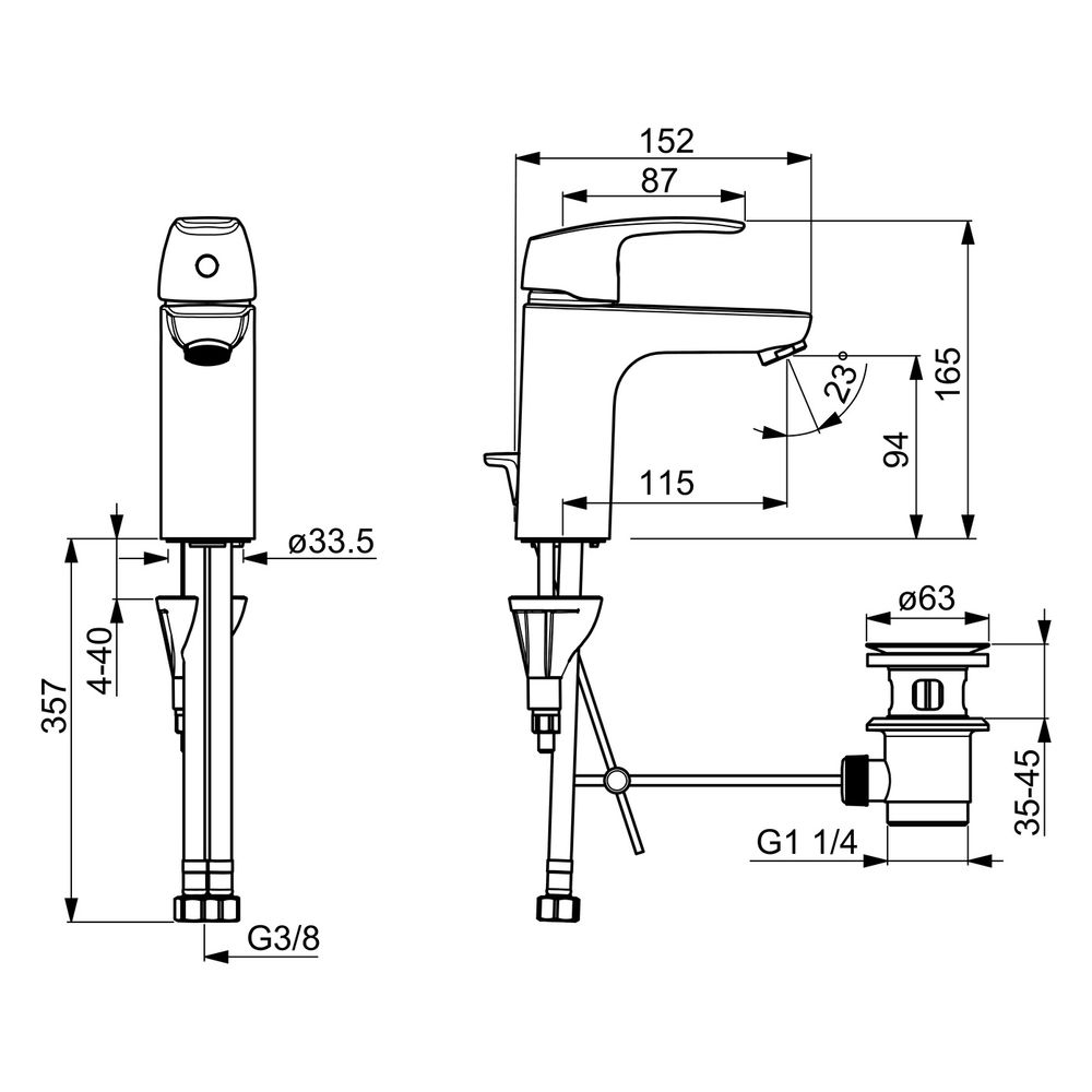 Hansa Pinto XL Einhebel-Waschtischbatterie, Zugstangen-Ablaufgarnitur, Ausladung 115mm,... HANSA-45012283 4057304005596 (Abb. 6)
