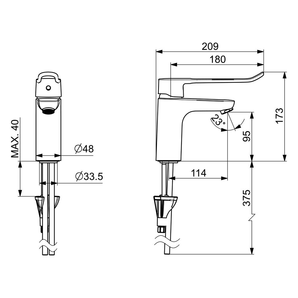 Hansa Clinica Einhebel-Waschtischbatterie, Bügel-/Bedienhebel lang, Ausladung 114mm, DN... HANSA-45022185 4057304018862 (Abb. 6)