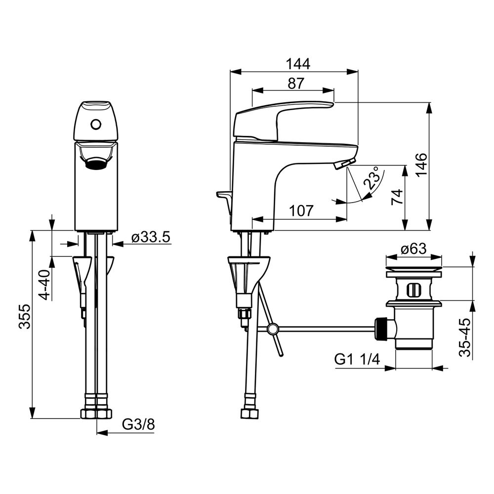 Hansa Pinto Einhebel-Waschtischbatterie, Zugstangen-Ablaufgarnitur, Ausladung 107mm, DN... HANSA-45042283 4057304003035 (Abb. 6)