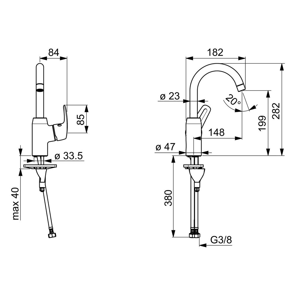 Hansa Pinto Einhebel-Waschtischbatterie, Ausladung 148mm, DN 15, Chrom, 45092283... HANSA-45092283 4057304003103 (Abb. 6)