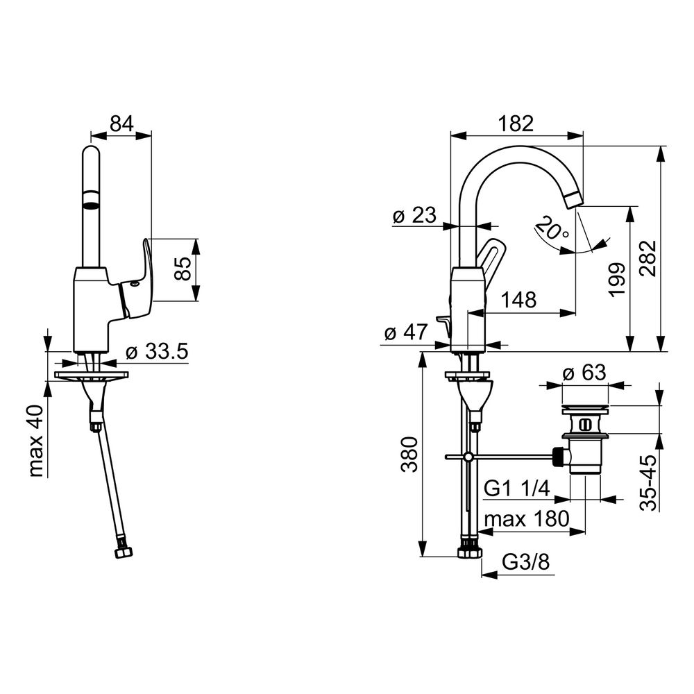 Hansa Pinto Einhebel-Waschtischbatterie, Zugstangen-Ablaufgarnitur Ausladung 148mm, DN ... HANSA-45102283 4057304003110 (Abb. 6)