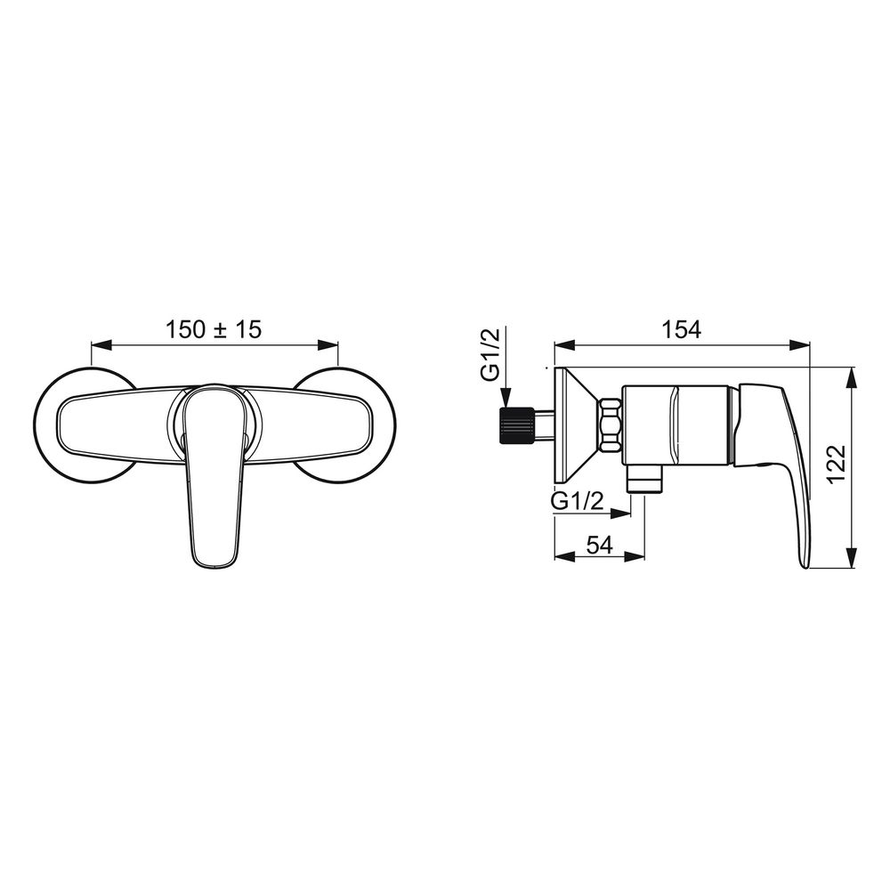 Hansa Pinto Einhebel-Brausebatterie, Ausladung 54mm, DN 15, Chrom, 45120163... HANSA-45120163 4057304004346 (Abb. 6)