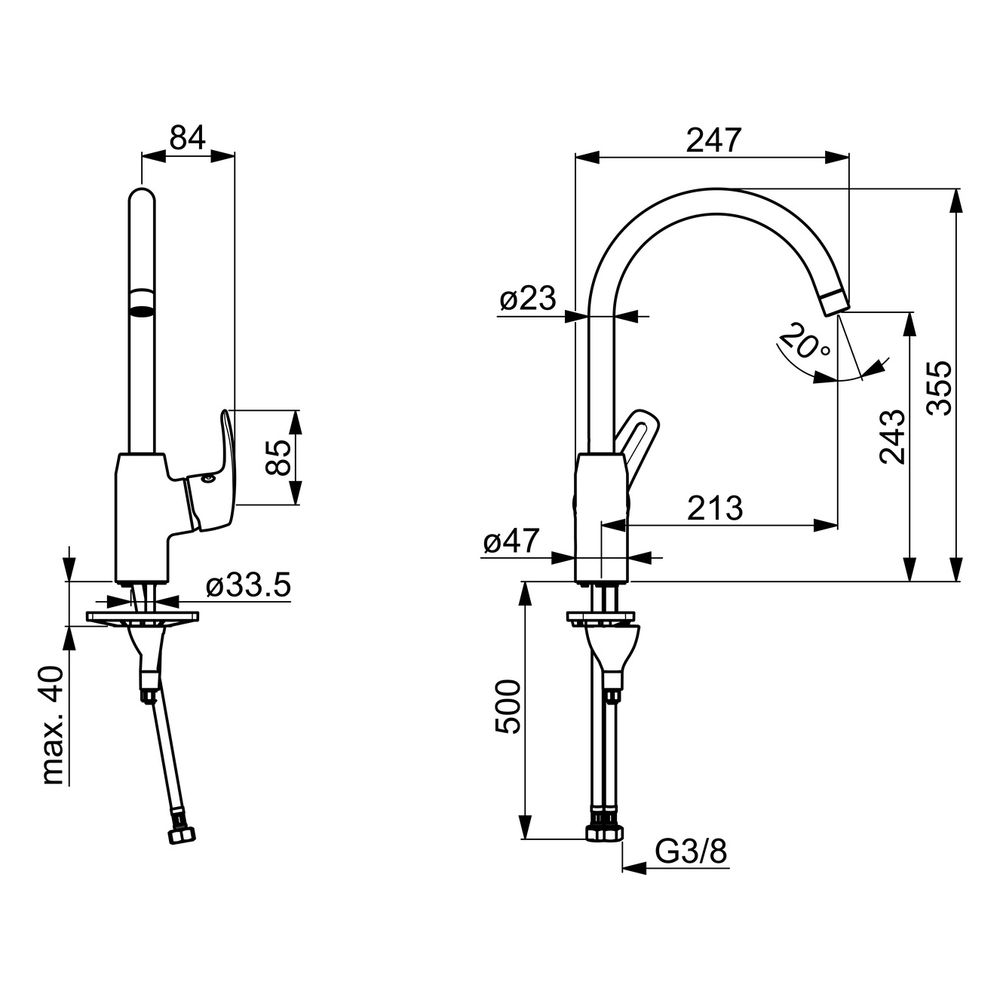 Hansa Pinto Einhebel-Küchenarmatur, Ausladung 213mm, DN 15, Chrom, 45132283... HANSA-45132283 4057304003134 (Abb. 6)