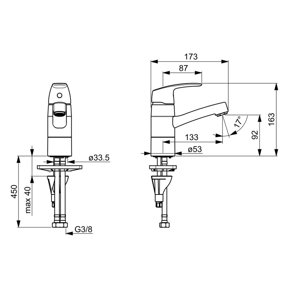Hansa Pinto Einhebel-Waschtischbatterie, Ausladung 133mm, DN 15, Chrom, 45152283... HANSA-45152283 4057304003165 (Abb. 6)