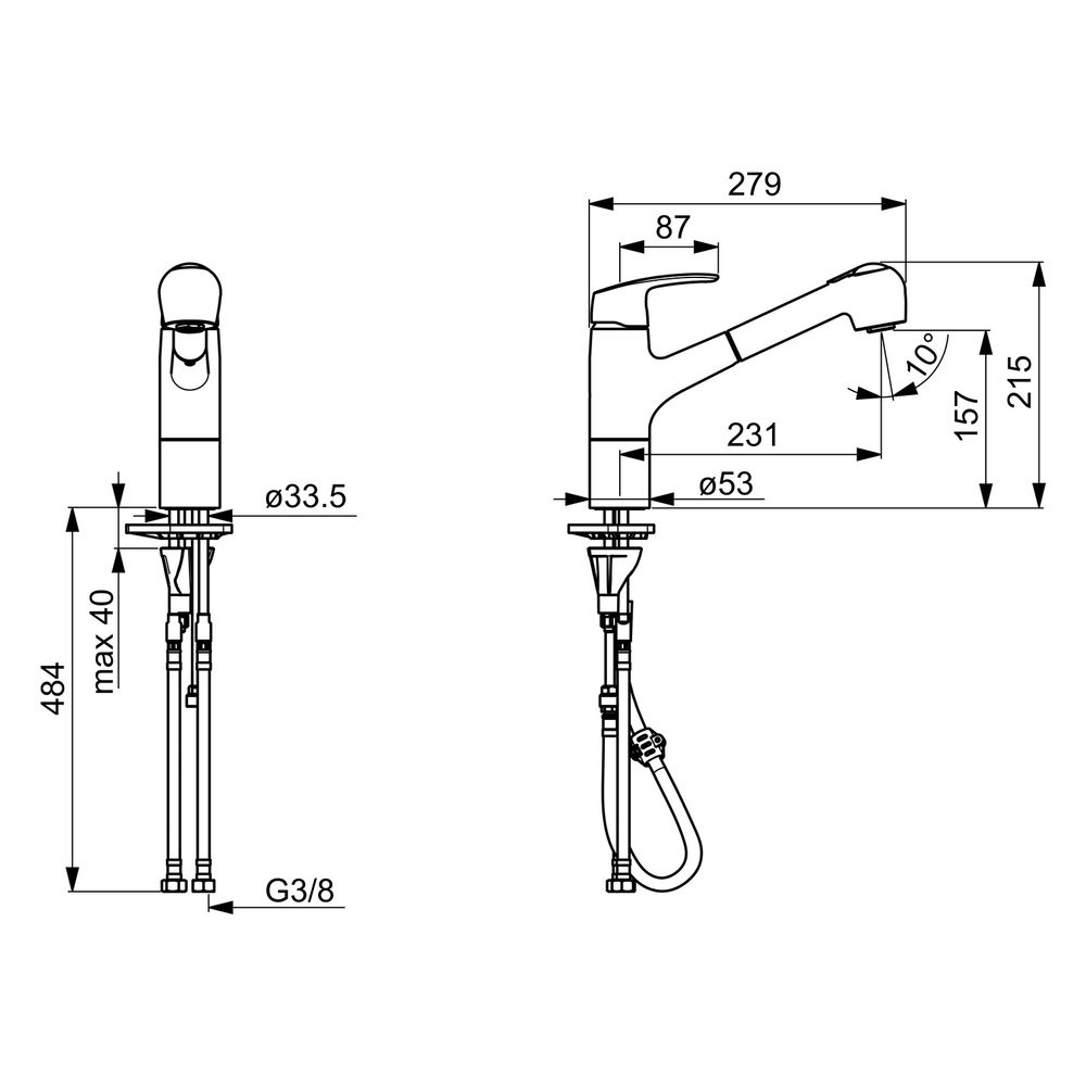 Hansa Pinto Einhebel-Küchenarmatur, 2-strahlig Ausladung 231mm, DN 15, Chrom, 45182283... HANSA-45182283 4057304003202 (Abb. 6)