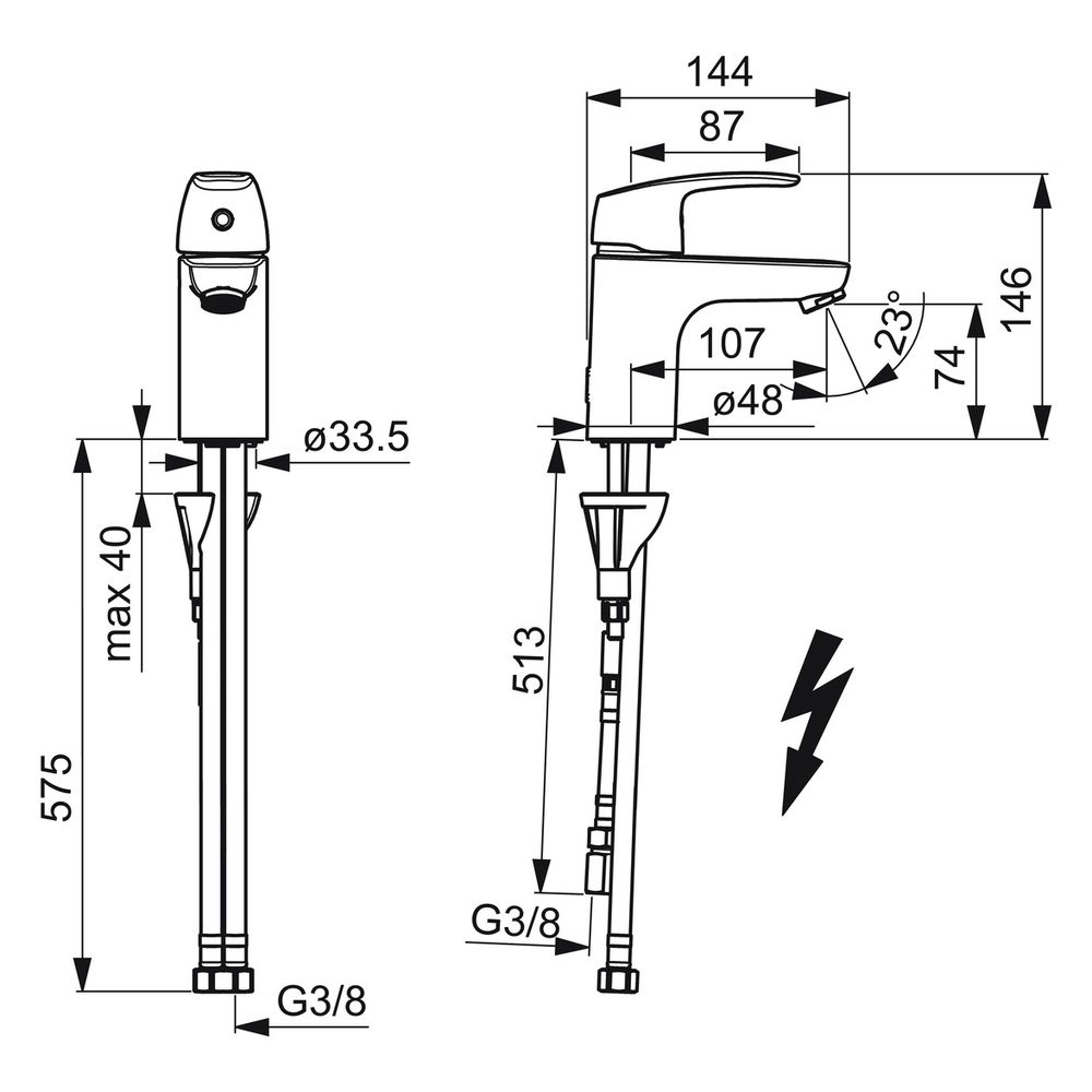 Hansa Pinto Einhebel-Waschtischbatterie, Niederdruck, Ausladung 107mm, DN 15, Chrom, 45... HANSA-45341183 4057304003028 (Abb. 6)