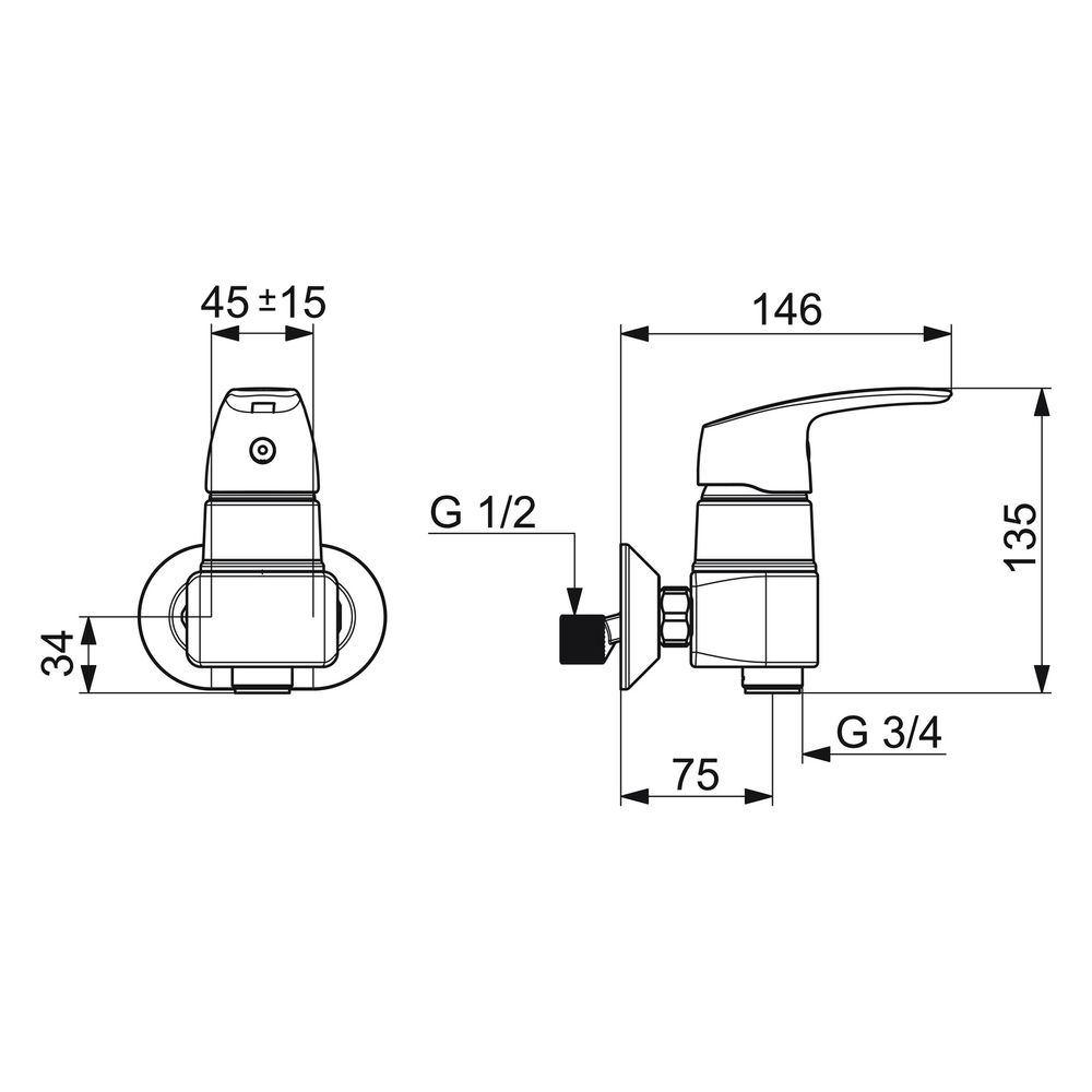 Hansa Pinto Einhebel-Brausebatterie, 45cc, DN 15, Chrom, 45692183... HANSA-45692183 4057304009228 (Abb. 6)