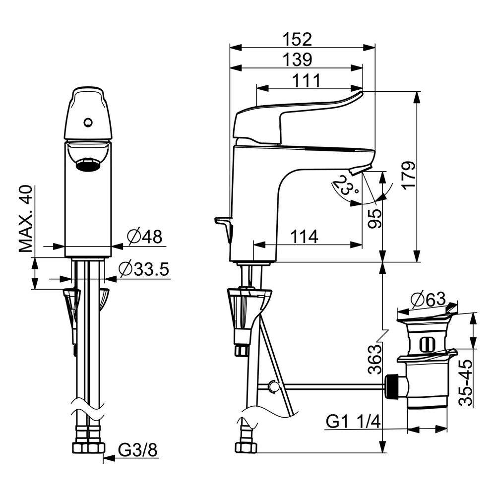 Hansa Care Einhebel-Waschtischbatterie, Zugstangen-Ablaufgarnitur, Bedienhebel lang, Au... HANSA-46012206 4057304010767 (Abb. 6)