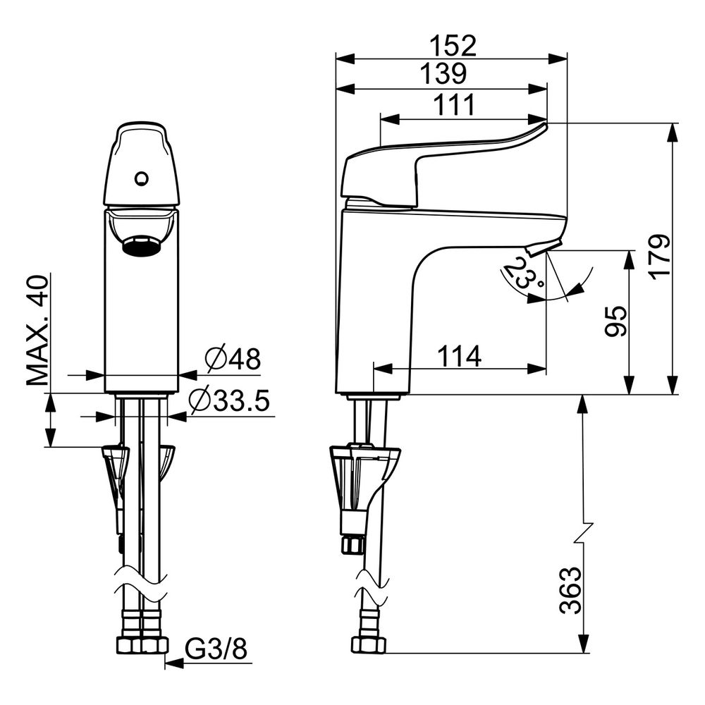 Hansa Care Einhebel-Waschtischbatterie, Bedienhebel lang, Ausladung 114mm, DN 15, Chrom... HANSA-46022206 4057304010750 (Abb. 6)