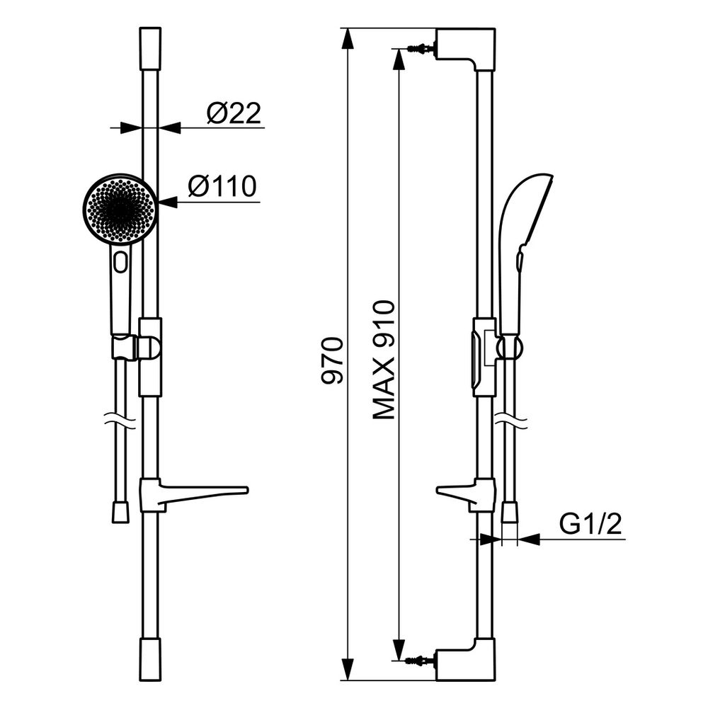 Hansa Aurelia Wandstangen-Brausenset, 3-strahlig, 110mm, 12l/min, G 1/2", Messing/Ver... HANSA-4715013081 4057304021527 (Abb. 6)