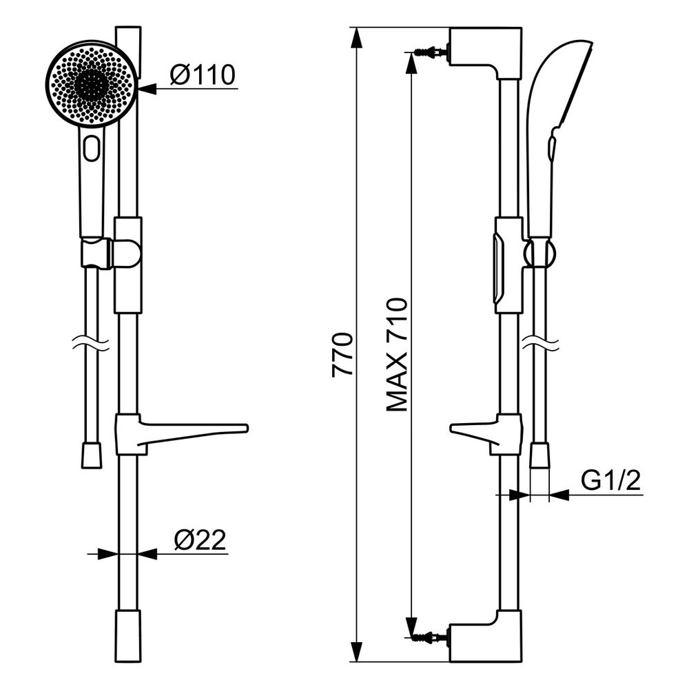 Hansa Aurelia Wandstangen-Brausenset, 110mm, 12l/min, G 1/2", Messing/Verbundwerkstoff,... HANSA-47160130 4057304020605 (Abb. 6)